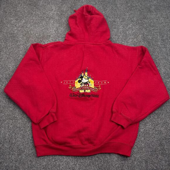 Walt Dinsey World Hoodie Adult Size Small Red Embroidered Logo Full Zip - Picture 1 of 11